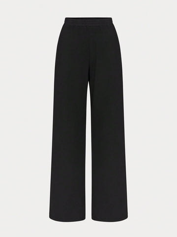 Women's Contrast Color Sleeveless Top And Wide-leg Pants Set With Buckle