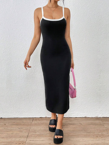 Women's Contrast Color Slim Fit Cami Dress