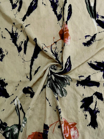 Women's Cotton Linen Printed Long-Sleeved Shirt Dress