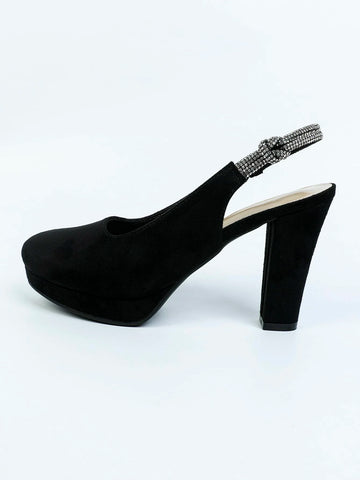 Women's Crystal-embellished Round Toe, Waterproof Platform, Chunky Heel High-heeled Shoes, Elegant, Comfortable, Versatile, Suitable