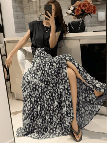 DAZY Summer New Sheer Gauze Retractable Skirt, Beach Resort Style Women Skirt,Ruffle