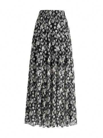 Women's Ditsy Floral A-Line Skirt, Fashion Casual Loose