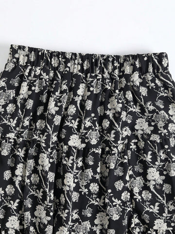 DAZY Summer New Sheer Gauze Retractable Skirt, Beach Resort Style Women Skirt,Ruffle
