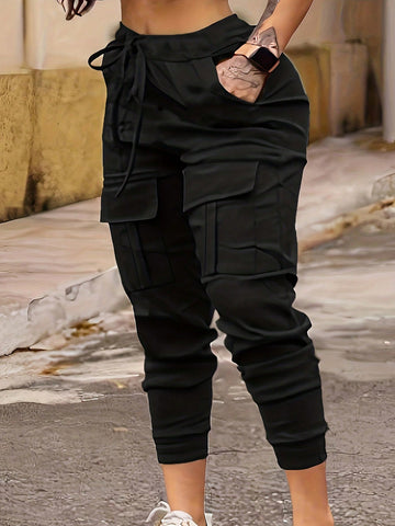Women's Drawstring Waist Cargo Pants