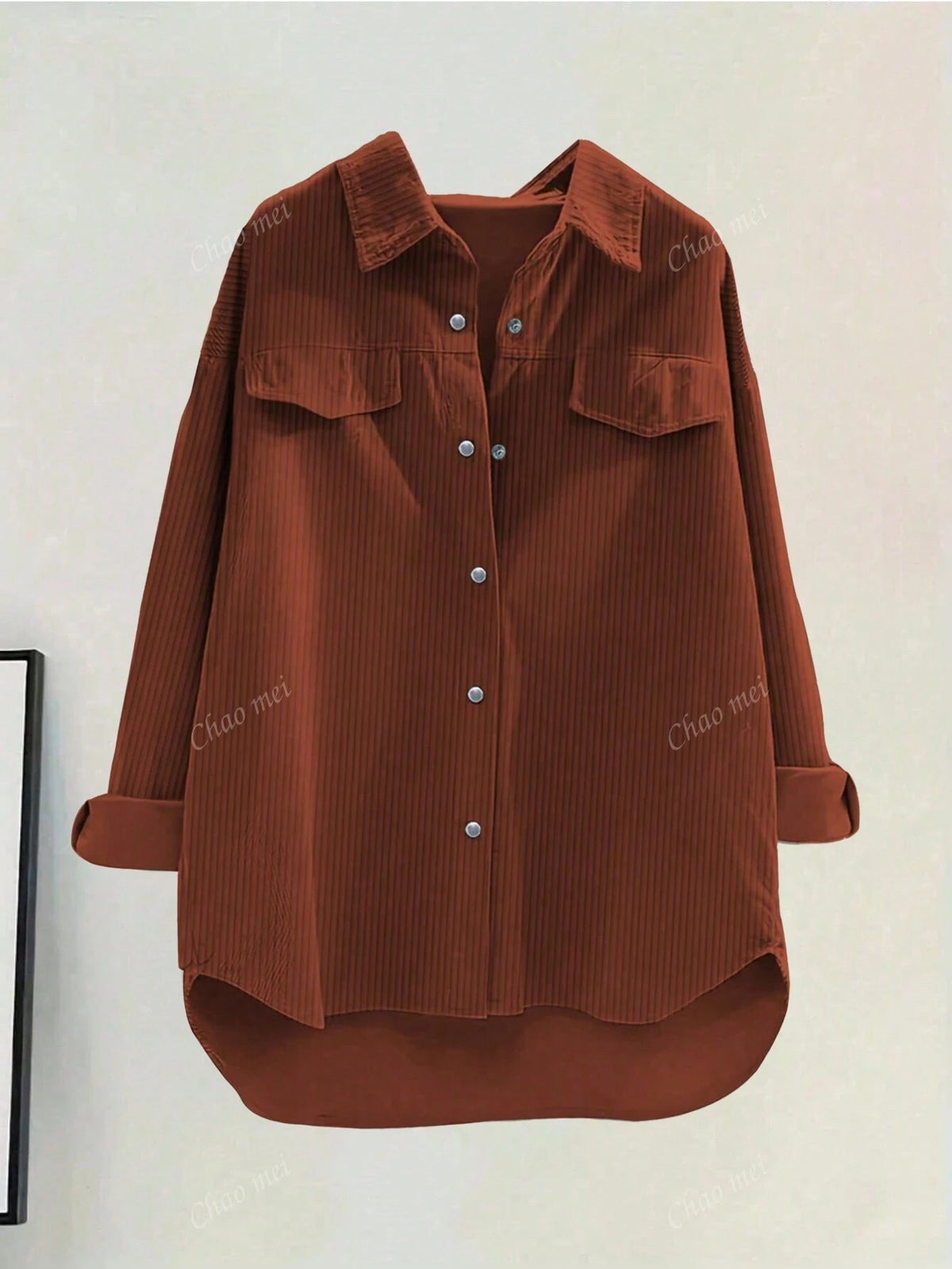 Women's Dropped Shoulder Long Sleeve Single-Breasted Casual Loose Shirt, Autumn