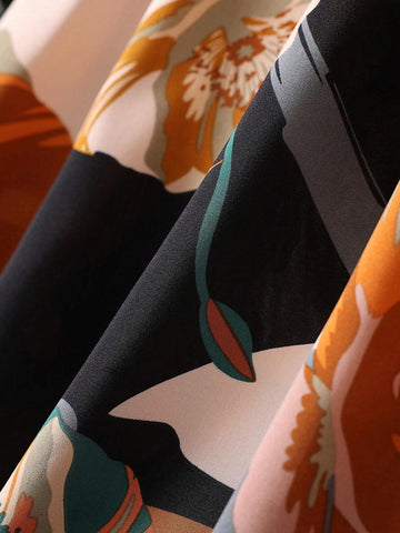 Women's Elastic Waist Floral Printed Skirt