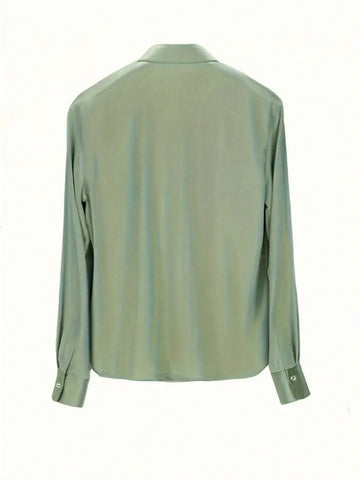 Women's Elegant Button-Up Collared Long Sleeve Blouse