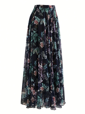 Women's Elegant Floral Printed Skirt