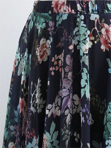 Women's Elegant Floral Printed Skirt