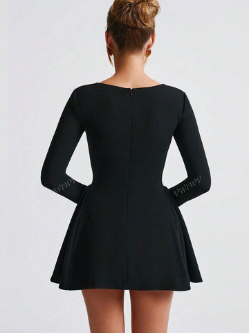 Women's Elegant Mini Bow Knot Bodycon Party Dress