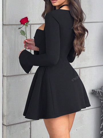 Women's Elegant Mini Bow Knot Bodycon Party Dress