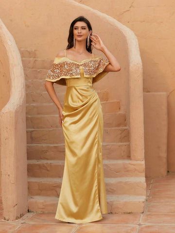 Women's Elegant Open Shoulder Formal Evening Party Dress Woman Formal Ball Gown