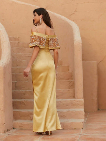 Women's Elegant Open Shoulder Formal Evening Party Dress Woman Formal Ball Gown