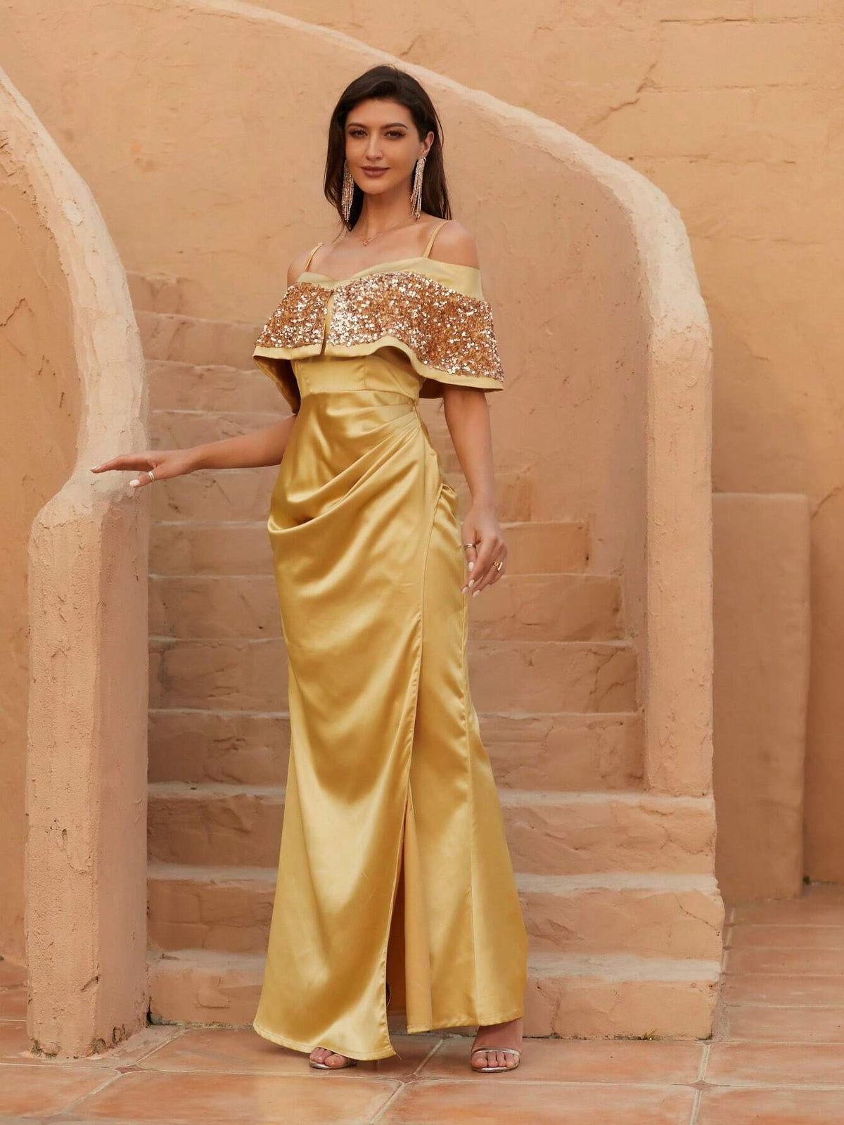 Women's Elegant Open Shoulder Formal Evening Party Dress Woman Formal Ball Gown