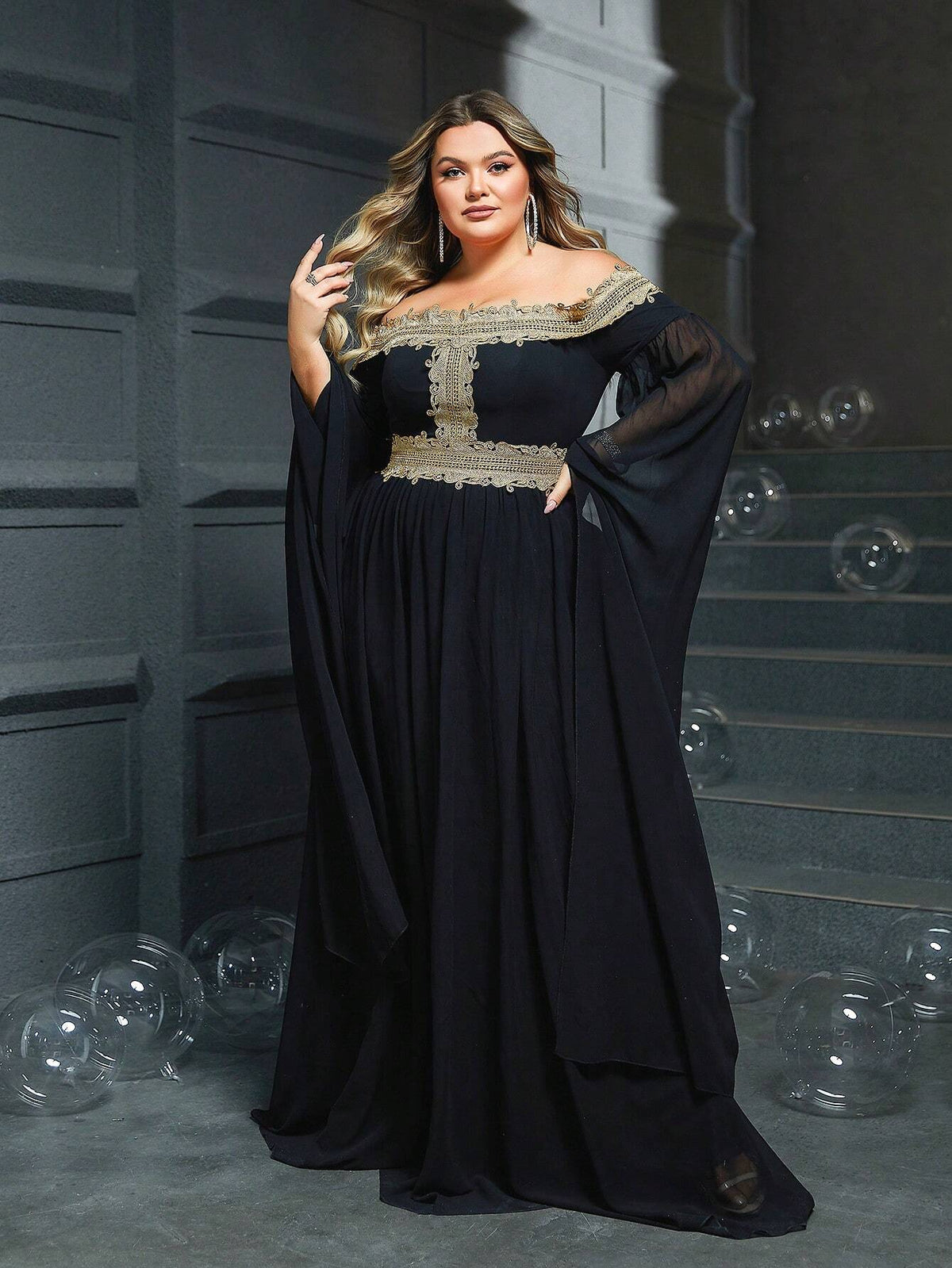 Women's Elegant Plus Size One Shoulder Maxi Dress