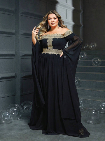 Women's Elegant Plus Size One Shoulder Maxi Dress