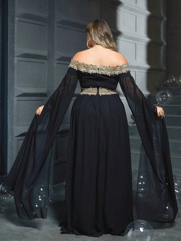 Women's Elegant Plus Size One Shoulder Maxi Dress