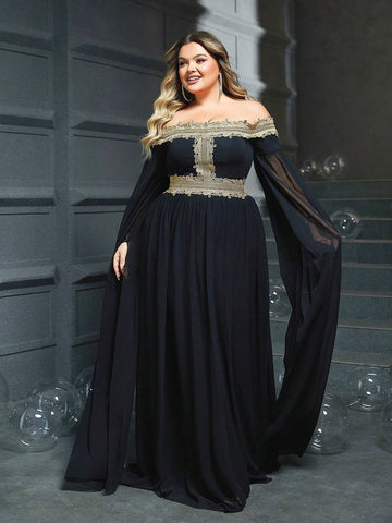 Women's Elegant Plus Size One Shoulder Maxi Dress