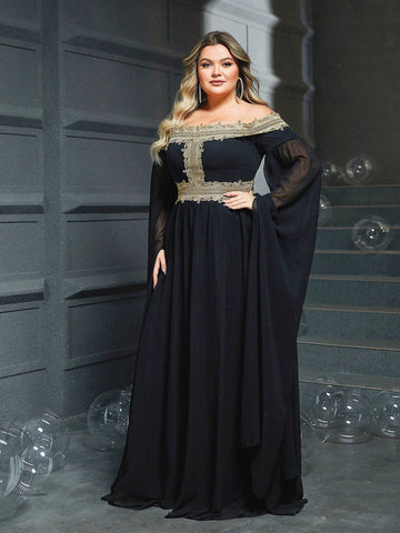 Women's Elegant Plus Size One Shoulder Maxi Dress