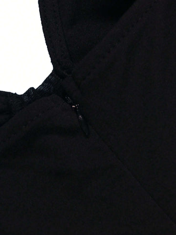 Women's Elegant Rhinestone Patchwork Hollow Out Mesh Slim Fit Evening Dress