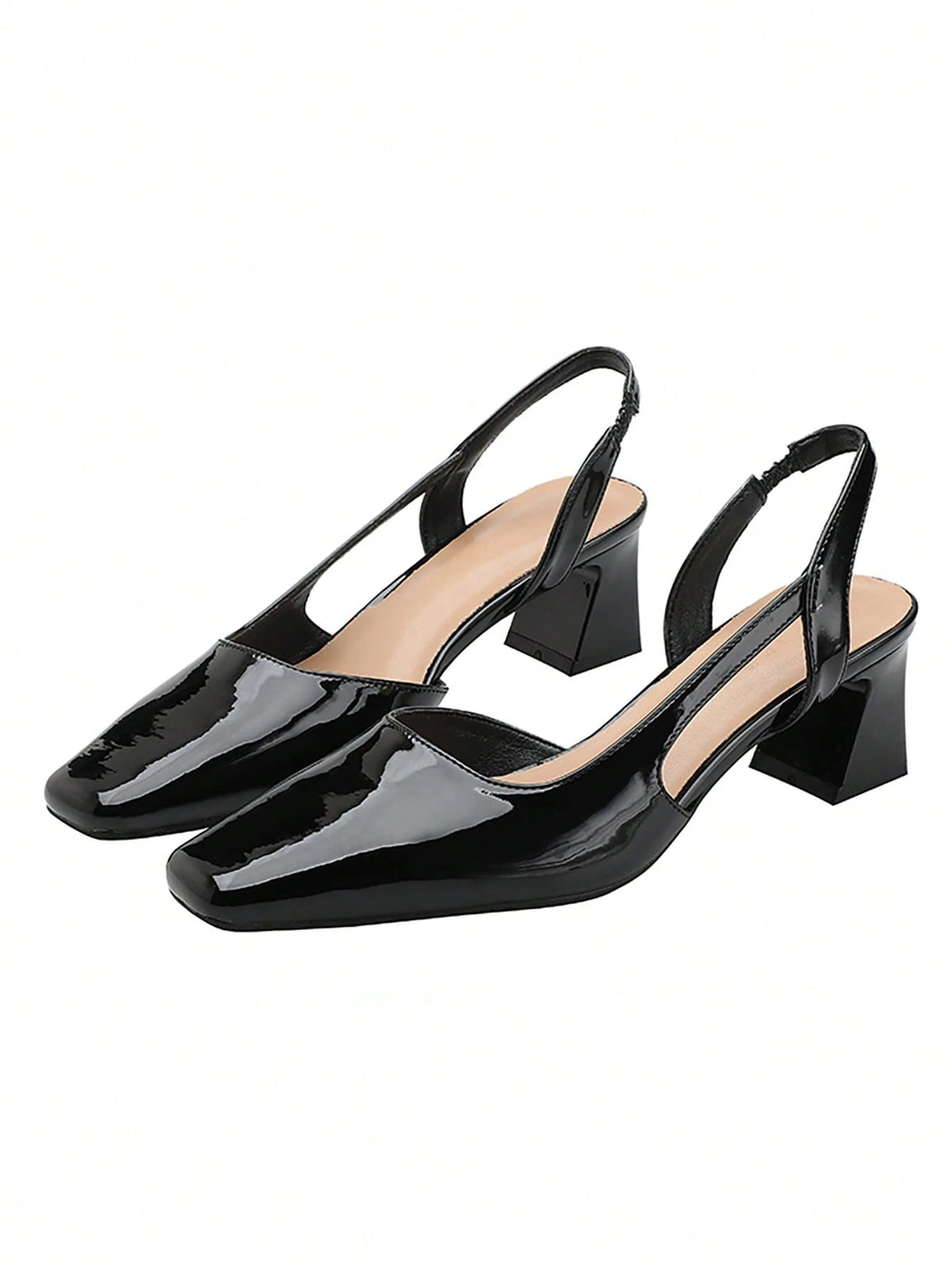 Women's Elegant Simple Hollow Closed Toe Square Toe High Heel Shoes, Chunky Heel Solid Color Spring/Summ