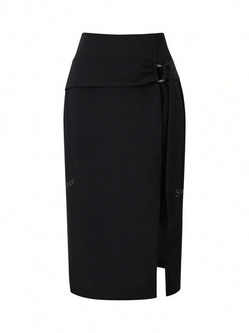 Women's Elegant Slit Design A-Line Skirt, Flattering And Versatile