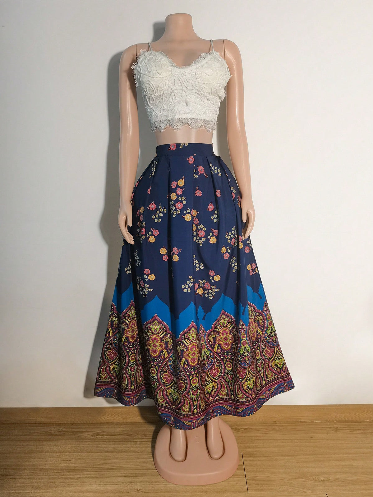 Women's Elegant Vintage Floral Printed A-Line Skirt