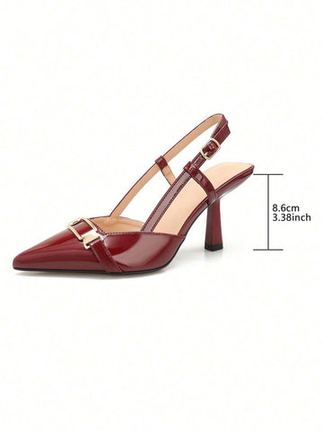 Women's Fashion Brown Open Back Pointy Toe Stilettos Slingback Sandals, Versatile