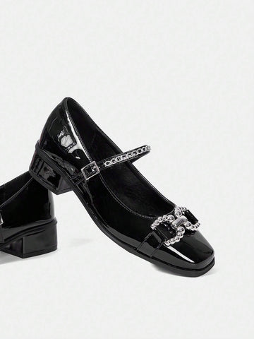 Women's Fashion Chain Decor Black High Heel Pumps