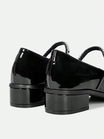 Women's Fashion Chain Decor Black High Heel Pumps