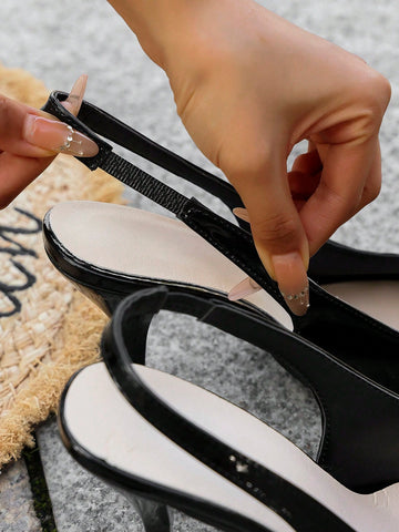 Women's Fashion Comfortable High-End Silver Kitten Heel Pointed Toe Shoes, Design Elongates