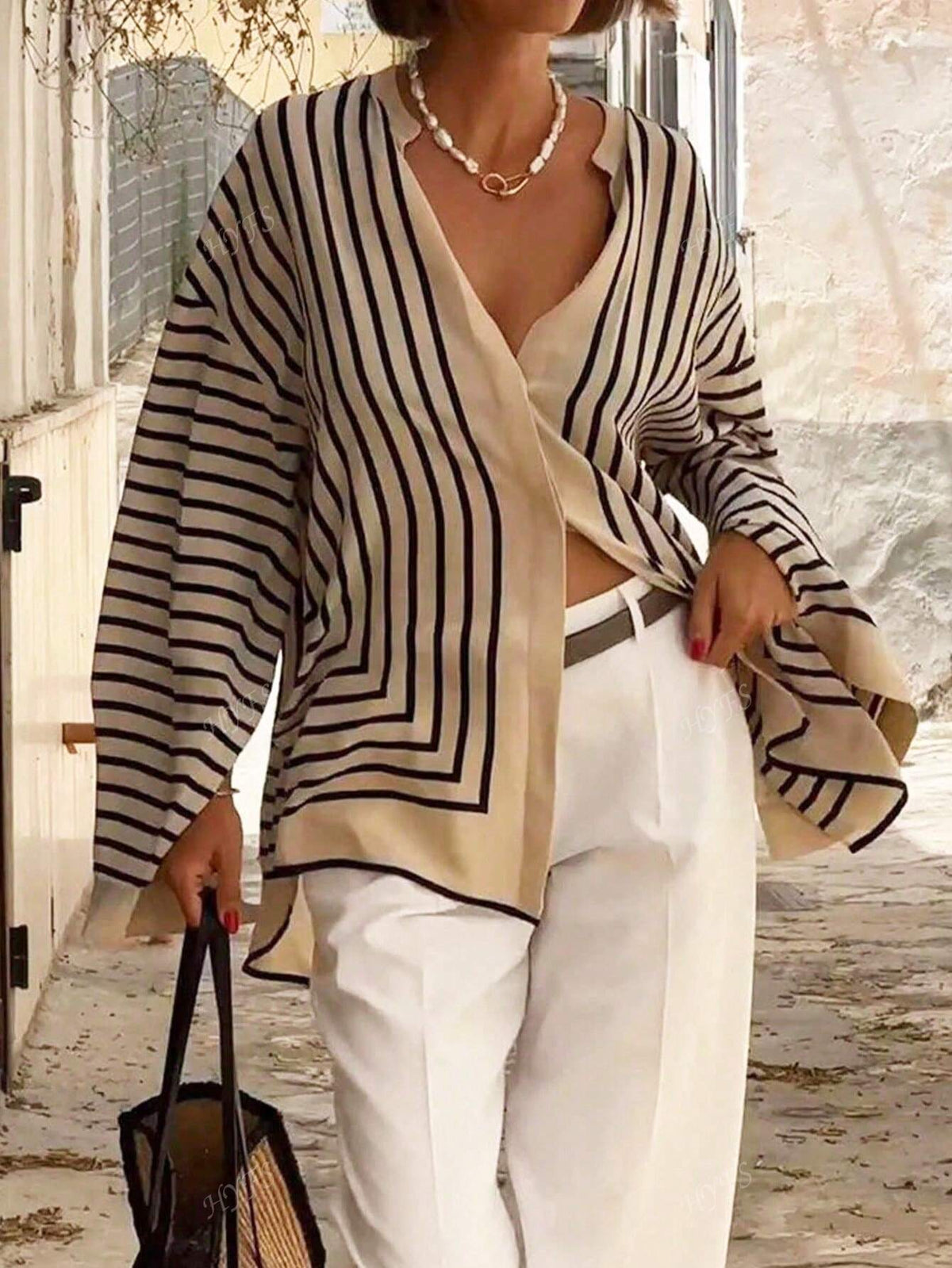 Women's Fashion Elegant Casual Loose Fit Striped Blouse