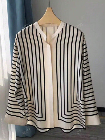Women's Fashion Elegant Casual Loose Fit Striped Blouse
