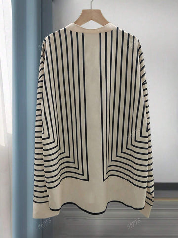 Women's Fashion Elegant Casual Loose Fit Striped Blouse