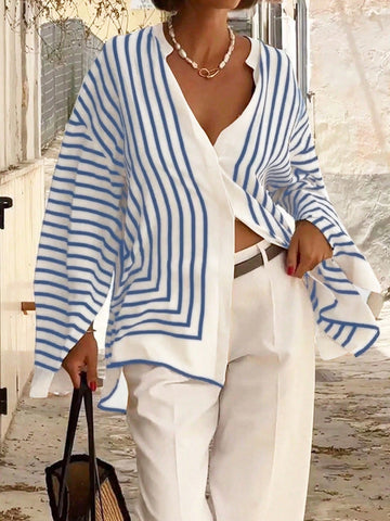 Women's Fashion Elegant Casual Striped Loose Shirt