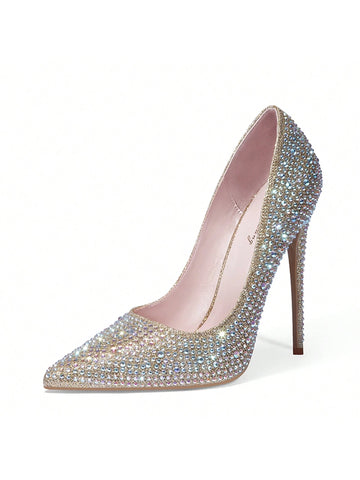 Women's Fashion High Heel Shoes With 12cm Heel & Rhinestone Decor