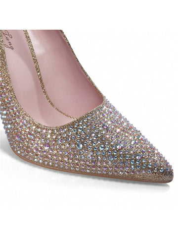 Women's Fashion High Heel Shoes With 12cm Heel & Rhinestone Decor