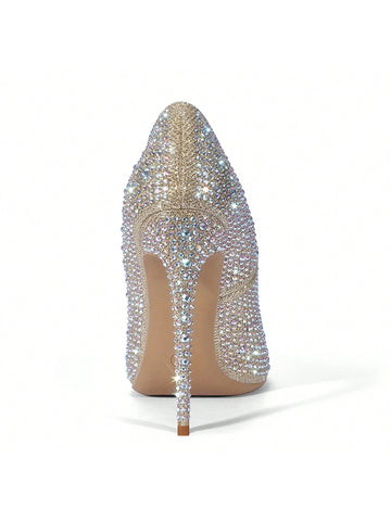 Women's Fashion High Heel Shoes With 12cm Heel & Rhinestone Decor