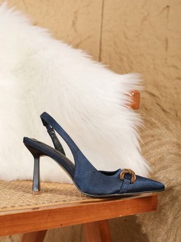 Women's Fashion Pointed Toe Stiletto High Heel Shoes, Retro Closed Toe