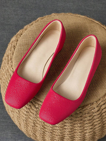 Women's Fashion Retro Round Toe Slip-On Heeled Pumps, Casual And Versatile