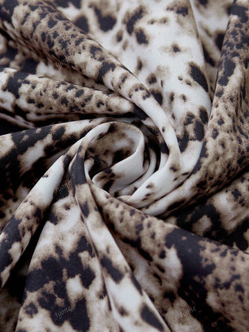 Women's Fashion Snake Skin Print Notch Neck Blouse, Autumn