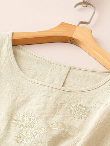 Women's Fashion Solid Color Mid-Sleeve Shirt