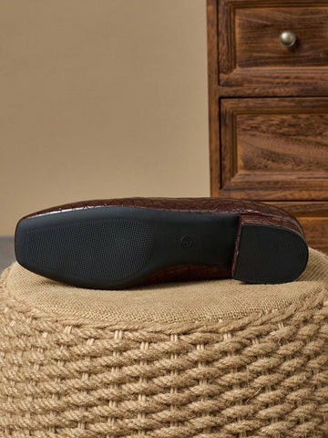 Women's Fashion Square Toe Low Vamp Stone Textured Pumps, Comfortable