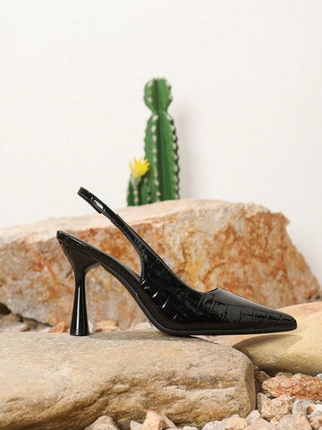 Women's Fashion Stone Texture Stilettos - Sexy Pointed Toe Slip-On Sandals, 2024 Spring/Autumn