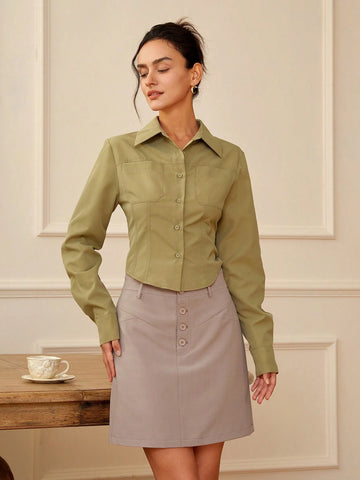 Women's Fashionable And Elegant High-Waisted Short Skirt For Summer Office Work