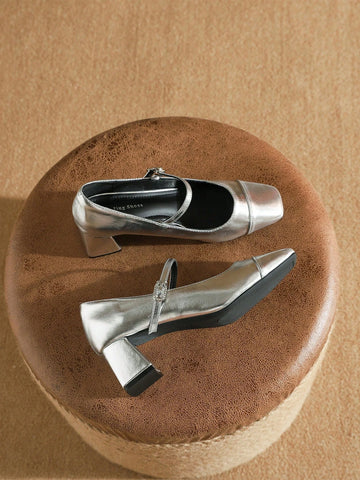 Women's Fashionable Chunky Heel Shoes, Square Toe