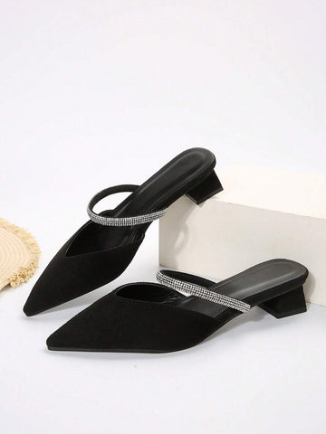 Women's Fashionable Rhinestone Pointed Toe High Heels, Simple Party Dress Shoes