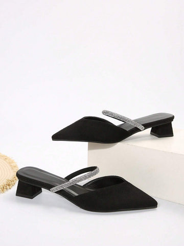 Women's Fashionable Rhinestone Pointed Toe High Heels, Simple Party Dress Shoes