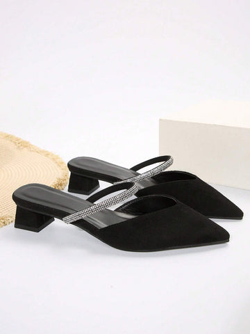 Women's Fashionable Rhinestone Pointed Toe High Heels, Simple Party Dress Shoes