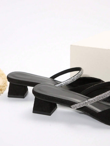 Women's Fashionable Rhinestone Pointed Toe High Heels, Simple Party Dress Shoes